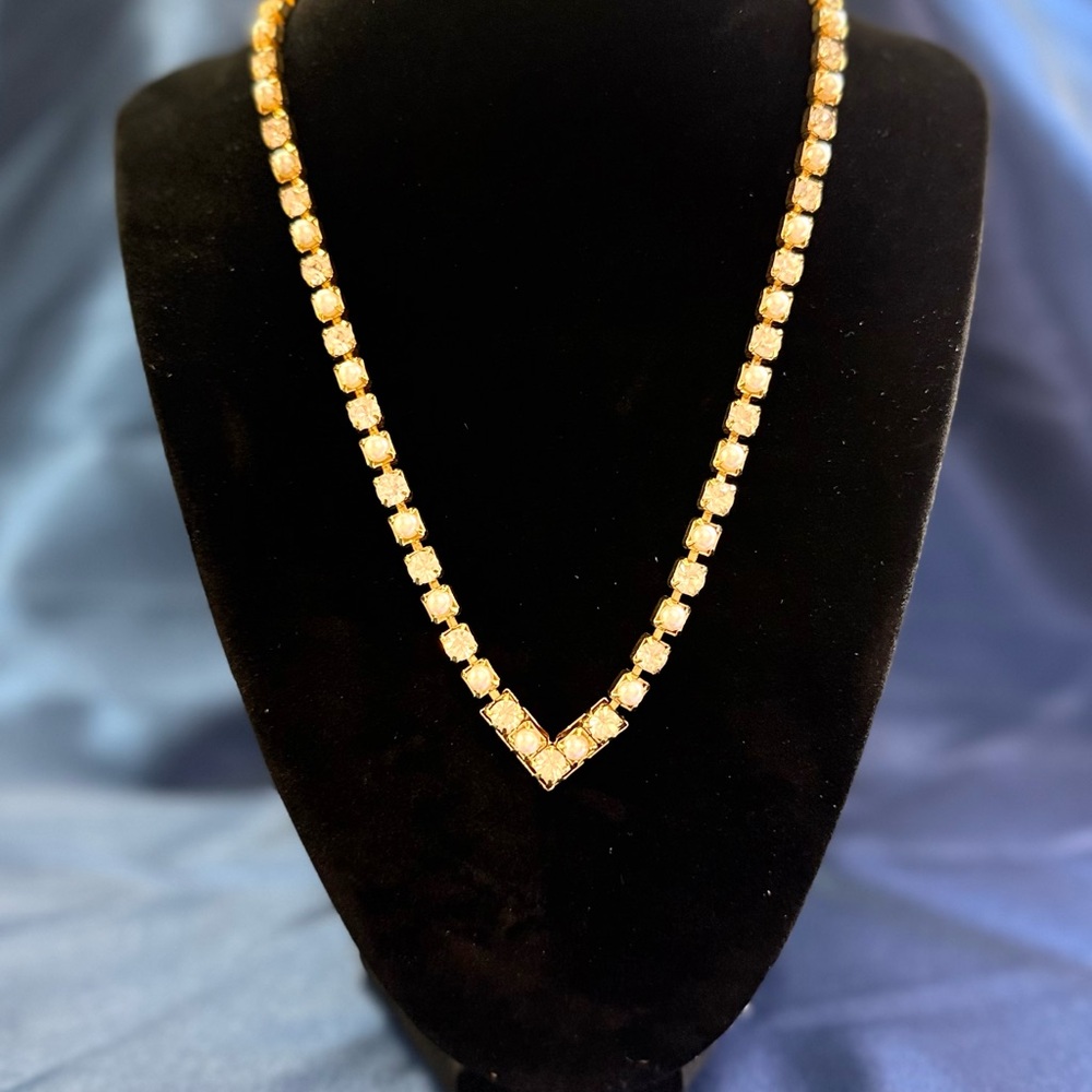 3 Gold and Rhinestone Necklaces - Picture 4 of 5
